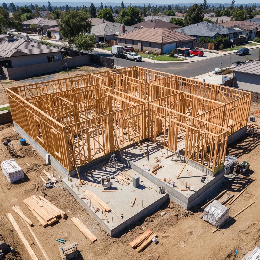 Residential construction framing in Sacramento